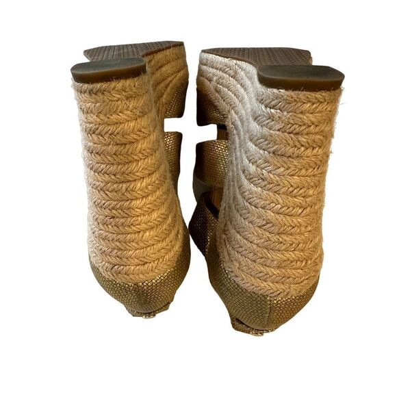 MICHAEL MICHAEL KORS Women's Damita Canvas Espadrille Wedge Gold Size 7.5 - Picture 10 of 14